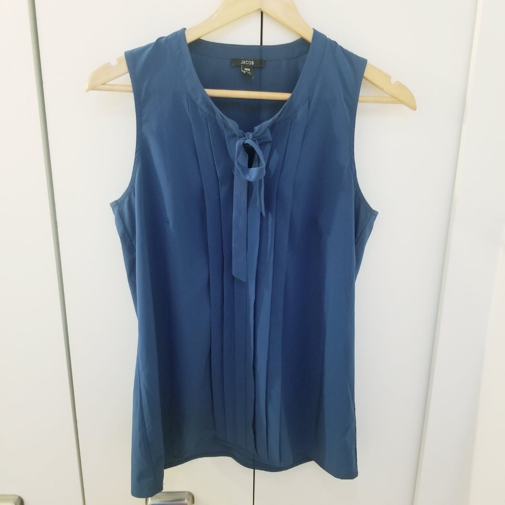 3/$45 Jacob Teal Blue Sleeveless Blouse Top Shirt Bow